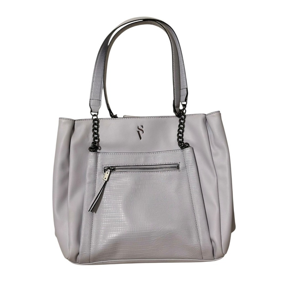 Simply‎ Vera Vera Wang Lavender Grey Faux Snakeskin Chain Tote Shoulder Bag